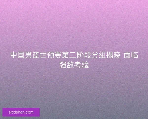 中国男篮世预赛第二阶段分组揭晓 面临强敌考验