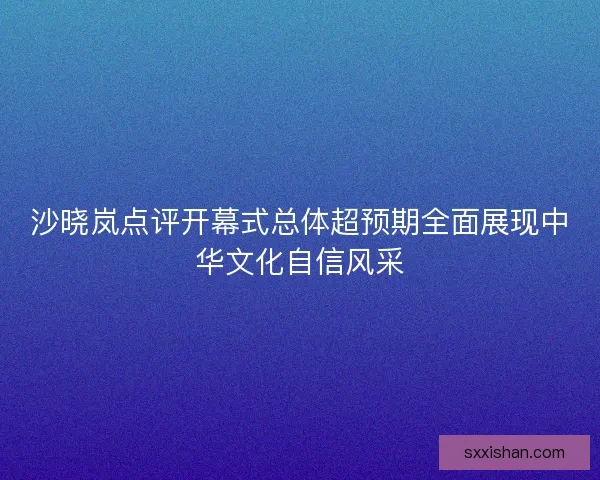 沙晓岚点评开幕式总体超预期全面展现中华文化自信风采
