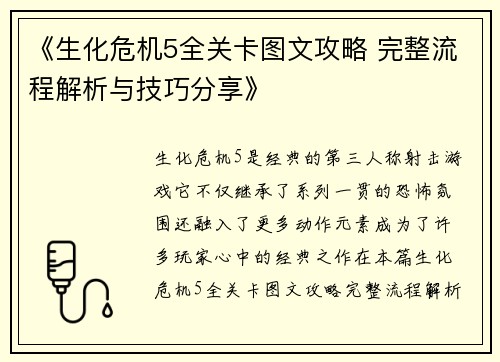 《生化危机5全关卡图文攻略 完整流程解析与技巧分享》